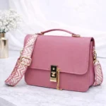 Elegant Pink Women Shoulder Bag | Stylish Chain Lock Crossbody Handbag