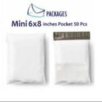 Mini Courier Flyer Bag with Pocket Plain MP Logo (6x8 + 2 Inch Flap) 50 PCS – Secure Courier Packaging Bags | Altutan