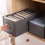 Storage Bag 6 Pockets 6 Grids Washable Wardrobe Clothes Organizer – Foldable Jeans Compartment Drawer Mesh Storage Box - Image 3