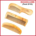 Pack of 3 Wooden Hair Combs Wide Teeth Anti Static – Natural Handmade Comb Set | Altutan