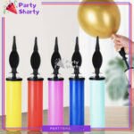 Balloon Pump Hand Held Plastic Inflator – Hand Push Air Pump for Party & Birthday Balloons (Random Color)
