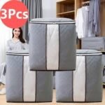 Pack of 3 Clothes Storage Bags Organizer, 43L Grey