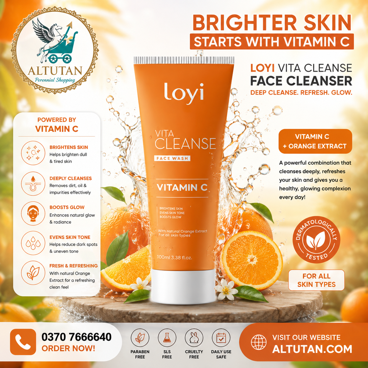 GSKXXK Buy Loyi Vita Cleanse Vitamin C Face Wash Online in Pakistan at Altutan.com | Best Brightening & Deep Cleansing Face Wash - Image 1