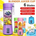 Portable Electric Juicer Bottle – 6 Blades Rechargeable Blender Juicer Cup (380ml) - Image 2